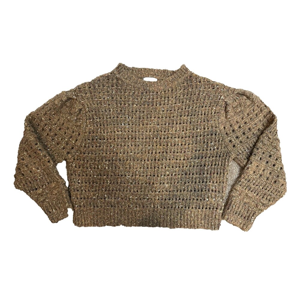 Women's Universal Thread Goods Co. Open Chunky Knit Rust Brown Crop Sweater L